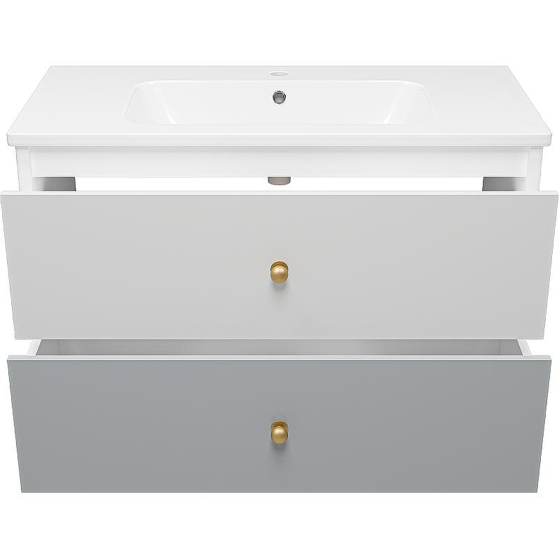 Тумба с раковиной Brevita 50 Shades of Grey Анастейша 100 УТ000014281 подвесная Белая матовая Серая матовая, купить, цена, заказать, магазин, доставка, скидка, промокод, купить, цена, заказать, магазин, доставка, скидка, промокод