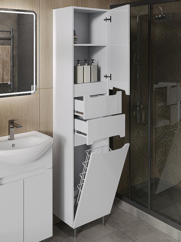 Шкаф пенал Orange Рио 40 PR 40-05KR с бельевой корзиной Белый, купить, цена, заказать, магазин, доставка, скидка, промокод, купить, цена, заказать, магазин, доставка, скидка, промокод