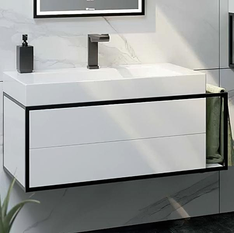 Тумба под раковину Clarberg Logic 80 L LOG0108L подвесная Белая, купить, цена, заказать, магазин, доставка, скидка, промокод, купить, цена, заказать, магазин, доставка, скидка, промокод