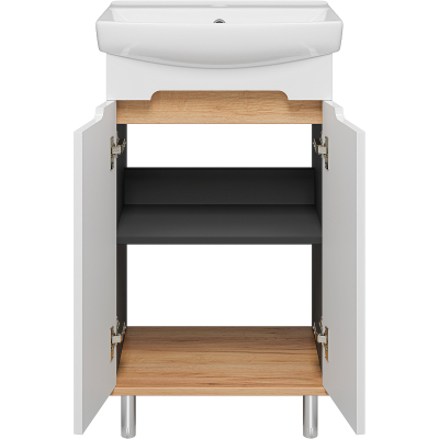 Тумба с раковиной Misty Сканди 50 УТ000023180 Белый Дуб крафт золотой Антрацит