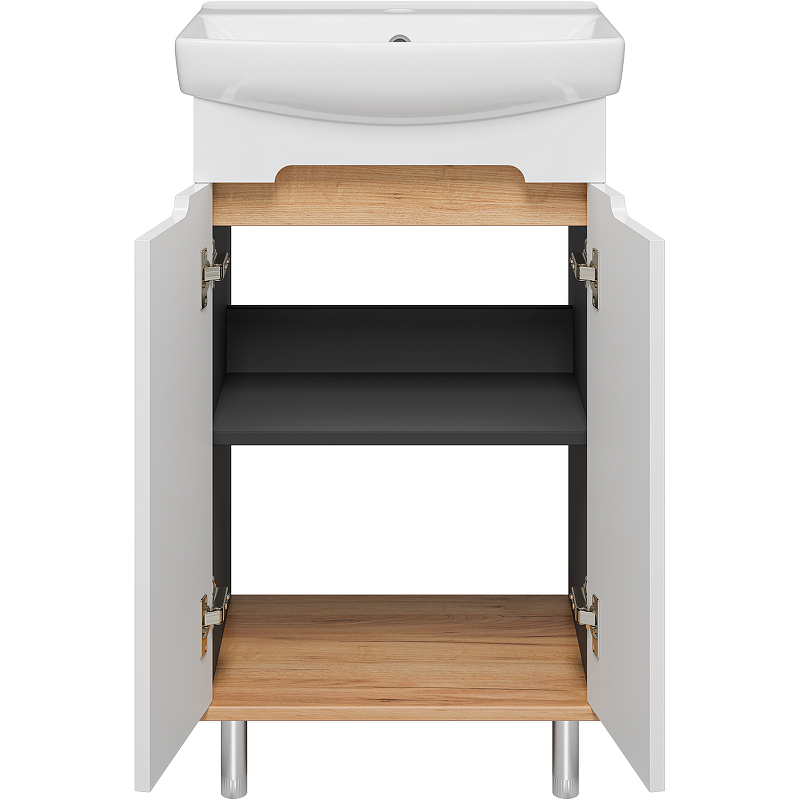 Тумба с раковиной Misty Сканди 50 УТ000023180 Белый Дуб крафт золотой Антрацит, купить, цена, заказать, магазин, доставка, скидка, промокод, купить, цена, заказать, магазин, доставка, скидка, промокод