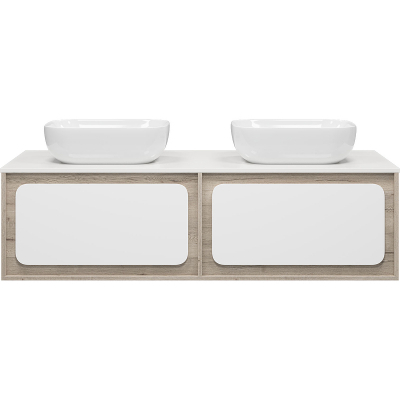 Тумба с раковиной Misty Дубль 150 УТ000014442 подвесная Белый Дуб Галифакс