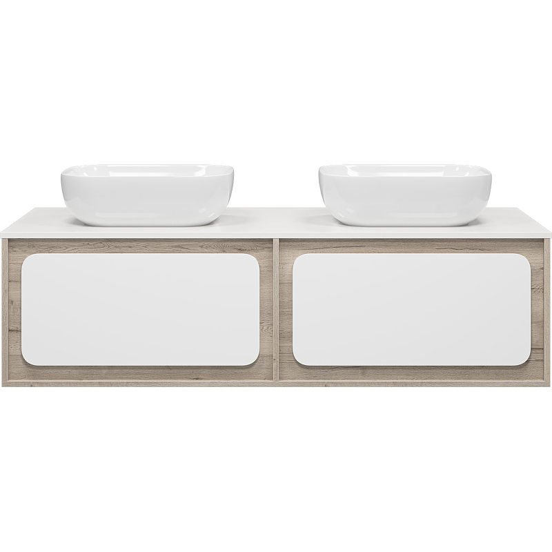 Тумба с раковиной Misty Дубль 150 УТ000014442 подвесная Белый Дуб Галифакс, купить, цена, заказать, магазин, доставка, скидка, промокод, купить, цена, заказать, магазин, доставка, скидка, промокод