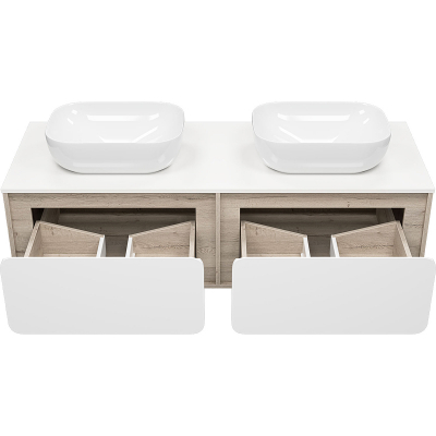 Тумба с раковиной Misty Дубль 150 УТ000014442 подвесная Белый Дуб Галифакс