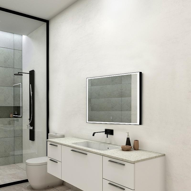 Зеркало Art&Max Arezzo AM-Are-1000-800-DS-FC-H-Nero с подсветкой с сенсорным выключателем Черное, купить, цена, заказать, магазин, доставка, скидка, промокод, купить, цена, заказать, магазин, доставка, скидка, промокод