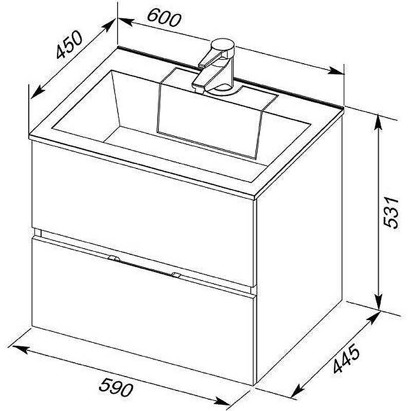 Тумба под раковину Aquanet Алвита 60 183991 подвесная Серый антрацит, купить, цена, заказать, магазин, доставка, скидка, промокод, купить, цена, заказать, магазин, доставка, скидка, промокод