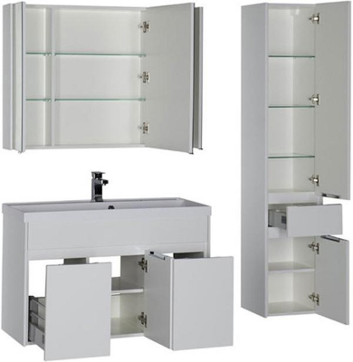 Тумба с раковиной Aquanet Латина 100 212837 подвесная Белая