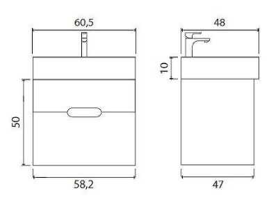 Тумба под раковину Creto Malibu 60 7-1077C подвесная Chocolate