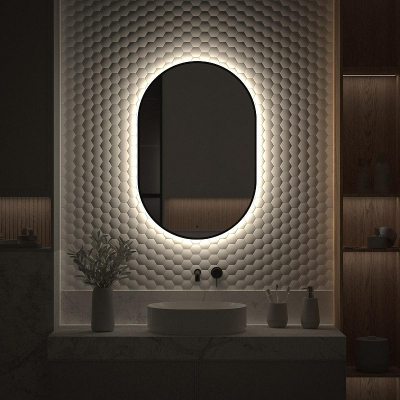 Зеркало Defesto Aura 60х90 DF 2925R с подсветкой 25W-4500K/ИК - выключатель/Нейтральный белый свет/Черная рама