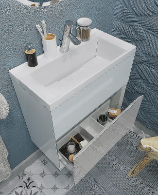 Тумба с раковиной Marka One Bumble 60П У90670 подвесная Белая