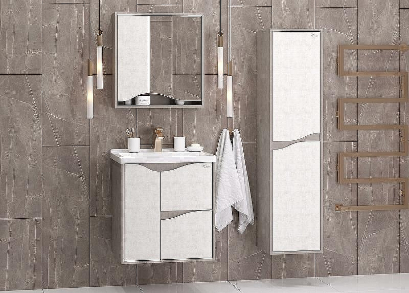 Шкаф пенал Onika Брендон 35.10 У 403565 подвесной Камень светлый Бетон крем, купить, цена, заказать, магазин, доставка, скидка, промокод, купить, цена, заказать, магазин, доставка, скидка, промокод