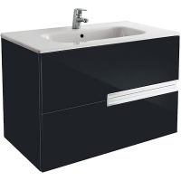 Тумба под раковину Roca Victoria Nord Black Edition 80 подвесная 2 ящика ZRU9000097 Черная, купить, цена, заказать, магазин, доставка, скидка, промокод, купить, цена, заказать, магазин, доставка, скидка, промокод