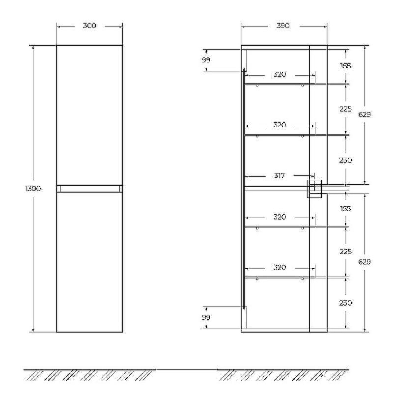 Шкаф пенал Cezares Vague 30 44326 подвесной Grigio talpa opaco, купить, цена, заказать, магазин, доставка, скидка, промокод, купить, цена, заказать, магазин, доставка, скидка, промокод