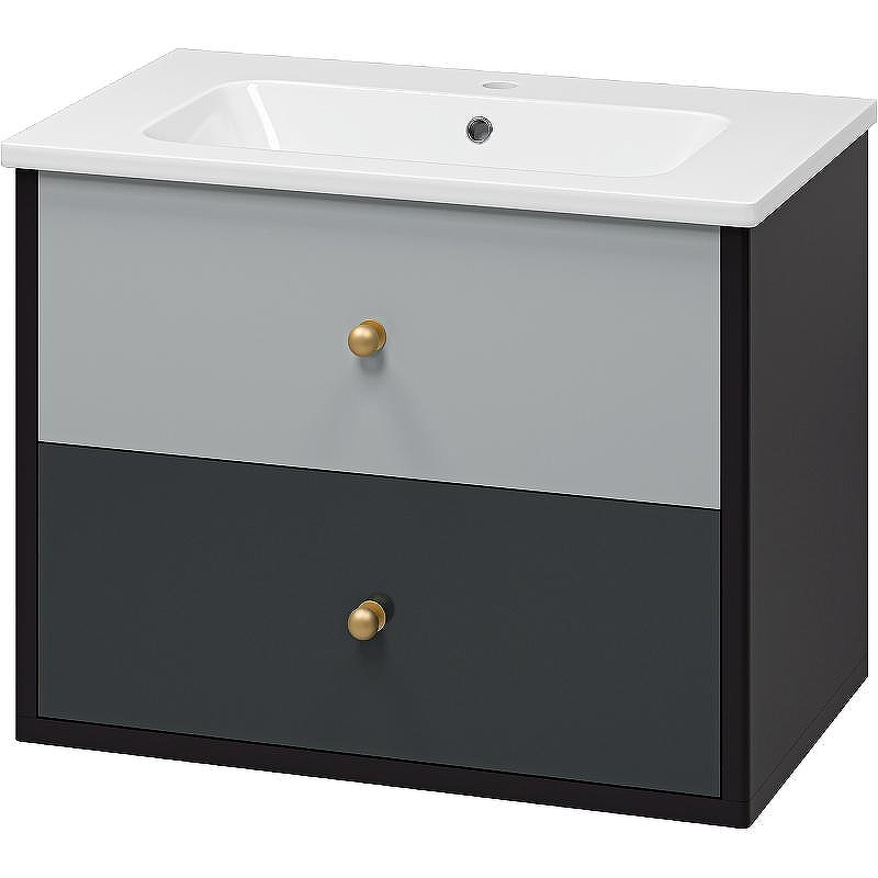 Тумба с раковиной Brevita 50 Shades of Grey Кристиан 80 УТ000014240 подвесная Черная матовая Серая матовая, купить, цена, заказать, магазин, доставка, скидка, промокод, купить, цена, заказать, магазин, доставка, скидка, промокод