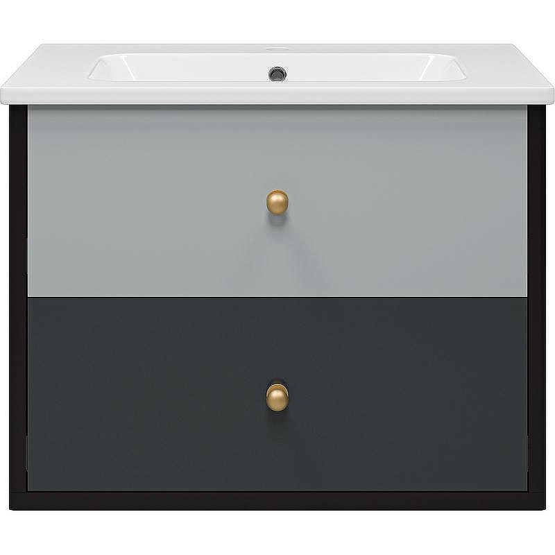 Тумба с раковиной Brevita 50 Shades of Grey Кристиан 80 УТ000014240 подвесная Черная матовая Серая матовая, купить, цена, заказать, магазин, доставка, скидка, промокод, купить, цена, заказать, магазин, доставка, скидка, промокод