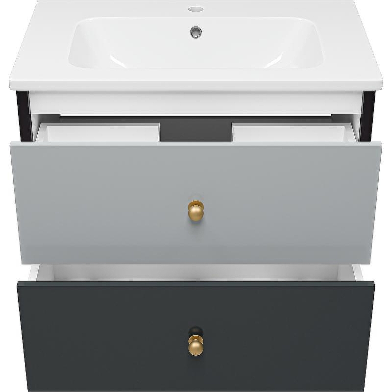 Тумба с раковиной Brevita 50 Shades of Grey Кристиан 80 УТ000014240 подвесная Черная матовая Серая матовая, купить, цена, заказать, магазин, доставка, скидка, промокод, купить, цена, заказать, магазин, доставка, скидка, промокод