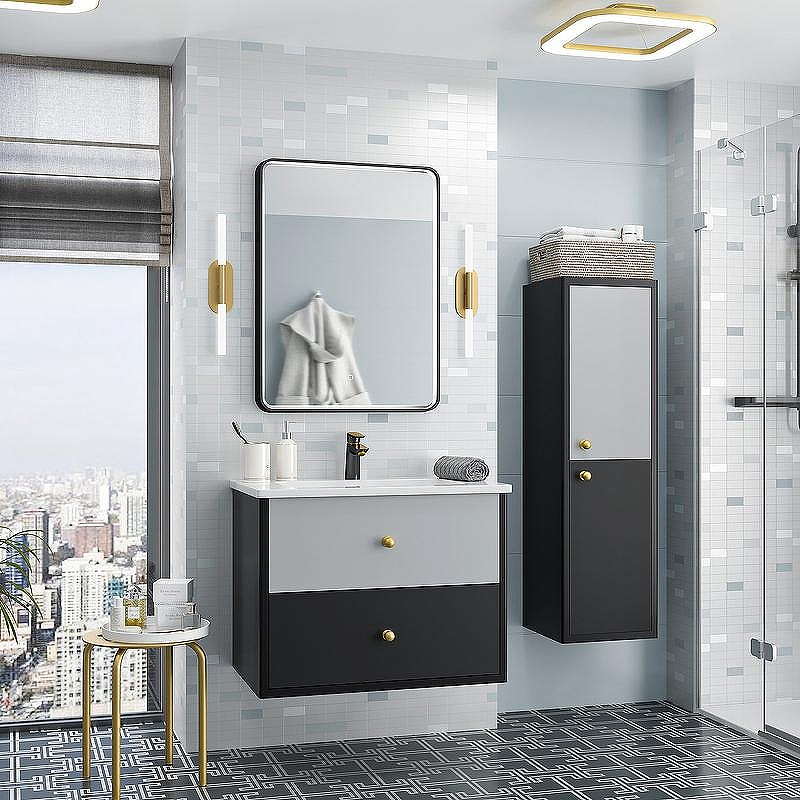 Тумба с раковиной Brevita 50 Shades of Grey Кристиан 80 УТ000014240 подвесная Черная матовая Серая матовая, купить, цена, заказать, магазин, доставка, скидка, промокод, купить, цена, заказать, магазин, доставка, скидка, промокод