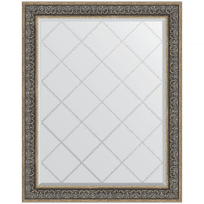 Зеркало Evoform Exclusive-G 124х99 BY 4379 с гравировкой в багетной раме - Вензель серебряный 101