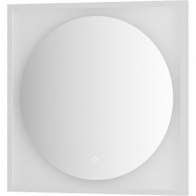 Зеркало Defesto Eclipce 70х70 DF 2237S с подсветкой 15W-3000К/в багетной раме/Сенсорный выключатель/Теплый белый свет/Белая рама