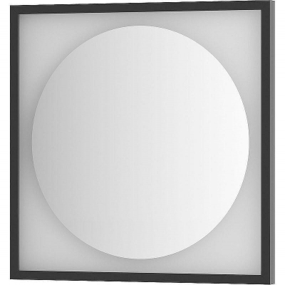 Зеркало Defesto Eclipce 60х60 DF 2231 с подсветкой 12W-3000К/в багетной раме/Без выключателя/Теплый белый свет/Черная рама