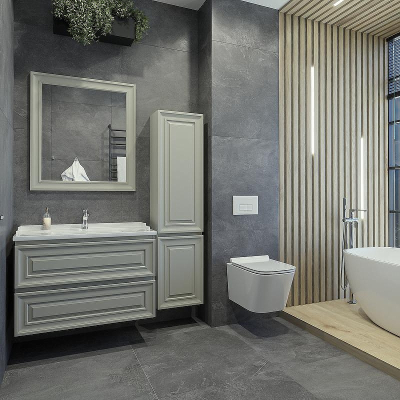 Тумба под раковину Caprigo Ponza 90 13523-030.000.00.20 подвесная Серая матовая, купить, цена, заказать, магазин, доставка, скидка, промокод, купить, цена, заказать, магазин, доставка, скидка, промокод