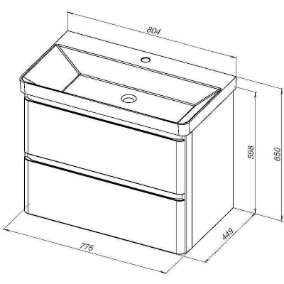 Тумба под раковину Aquanet Эмбер 80 330467 подвесная Белая матовая