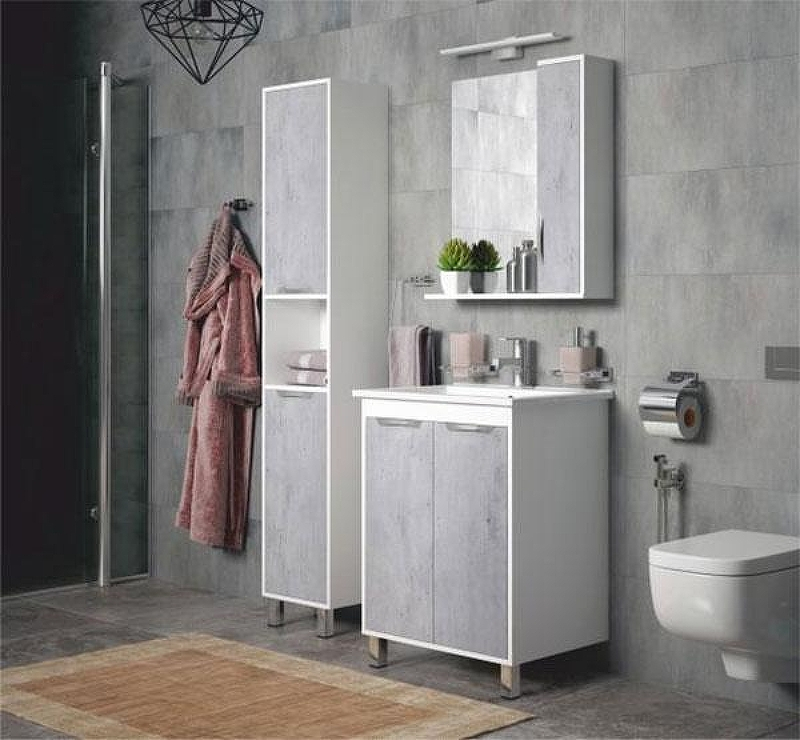 Шкаф пенал Corozo Чикаго 35 SD-00000307 Бетон Белый, купить, цена, заказать, магазин, доставка, скидка, промокод, купить, цена, заказать, магазин, доставка, скидка, промокод