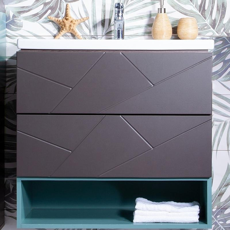 Тумба под раковину Бриклаер Кристалл 70 4627125414527 подвесная Софт Графит Ясень Анкор темный, купить, цена, заказать, магазин, доставка, скидка, промокод, купить, цена, заказать, магазин, доставка, скидка, промокод