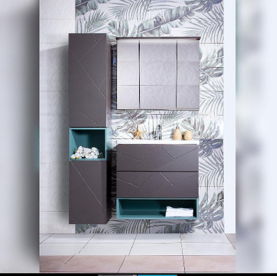 Тумба под раковину Бриклаер Кристалл 70 4627125414527 подвесная Софт Графит Ясень Анкор темный