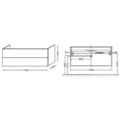 Тумба под раковину Jacob Delafon Vox 120 EB2021-RA-G1C подвесная Белый блестящий лак