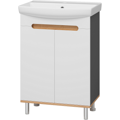 Тумба с раковиной Misty Сканди 60 УТ000023167 Белая Дуб крафт золотой Антрацит