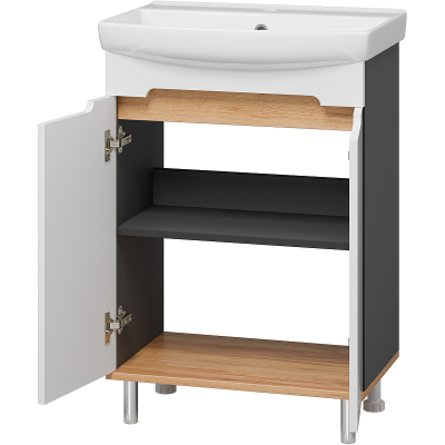 Тумба с раковиной Misty Сканди 60 УТ000023167 Белая Дуб крафт золотой Антрацит