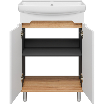 Тумба с раковиной Misty Сканди 60 УТ000023167 Белая Дуб крафт золотой Антрацит