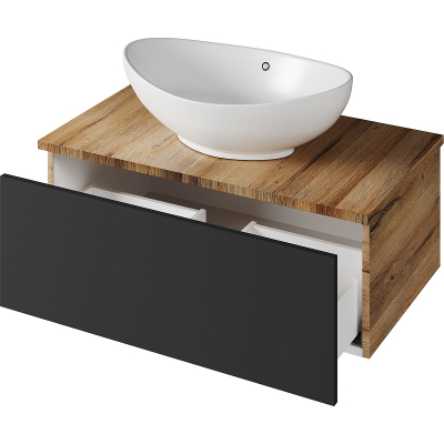 Тумба под раковину Misty Ива 80 П-Ива-01080-481Я подвесная Графит Дуб Вотан