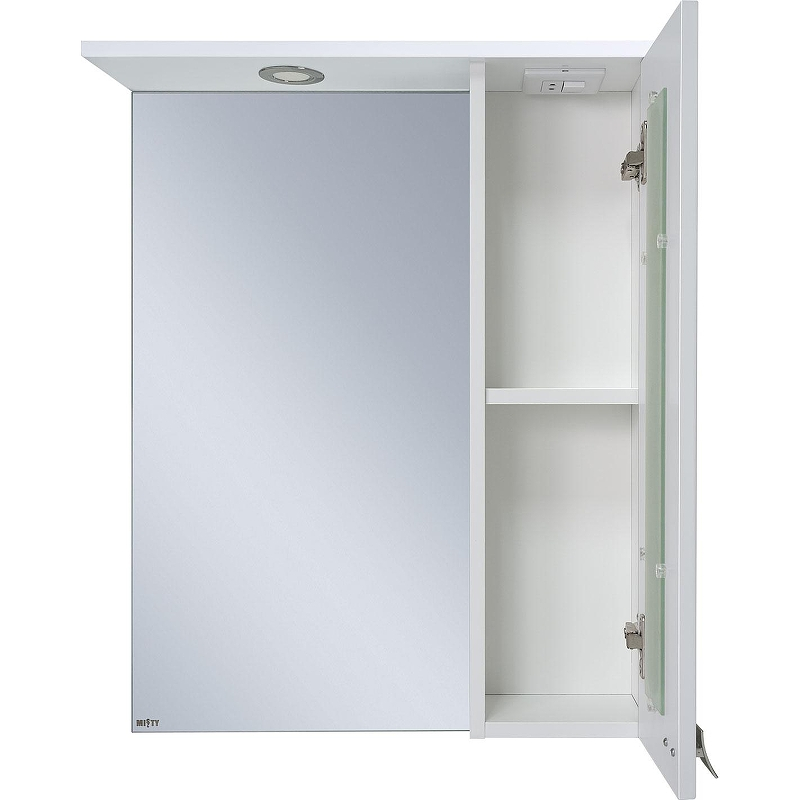 Зеркало со шкафом Misty Урал 50 R Э-Ура-04050-021П с подсветкой Белое, купить, цена, заказать, магазин, доставка, скидка, промокод, купить, цена, заказать, магазин, доставка, скидка, промокод