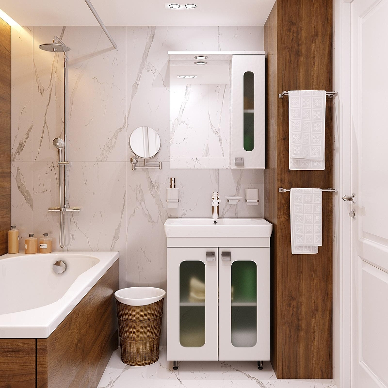 Зеркало со шкафом Misty Урал 50 R Э-Ура-04050-021П с подсветкой Белое, купить, цена, заказать, магазин, доставка, скидка, промокод, купить, цена, заказать, магазин, доставка, скидка, промокод