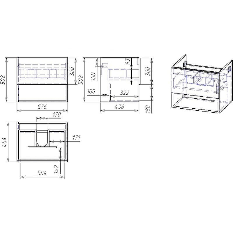 Тумба под раковину Dreja Perfecto 60 99.0811 подвесная Дуб эврика Белый, купить, цена, заказать, магазин, доставка, скидка, промокод, купить, цена, заказать, магазин, доставка, скидка, промокод