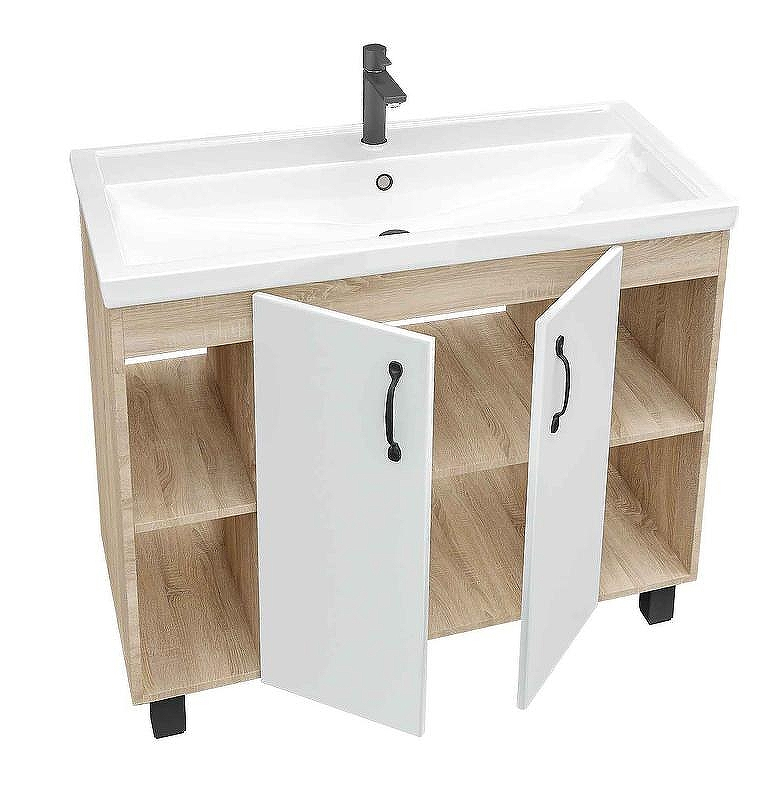Тумба под раковину Grossman Флай 100 101001 Дуб сонома Белая, купить, цена, заказать, магазин, доставка, скидка, промокод, купить, цена, заказать, магазин, доставка, скидка, промокод