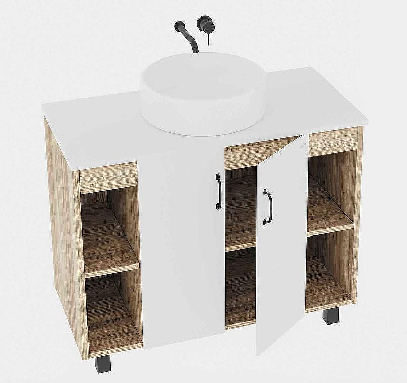 Тумба под раковину Grossman Флай 100 101001 Дуб сонома Белая, купить, цена, заказать, магазин, доставка, скидка, промокод, купить, цена, заказать, магазин, доставка, скидка, промокод