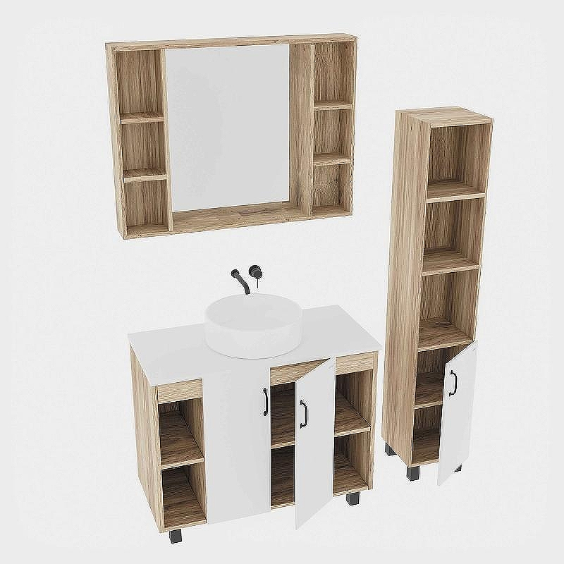 Тумба под раковину Grossman Флай 100 101001 Дуб сонома Белая, купить, цена, заказать, магазин, доставка, скидка, промокод, купить, цена, заказать, магазин, доставка, скидка, промокод