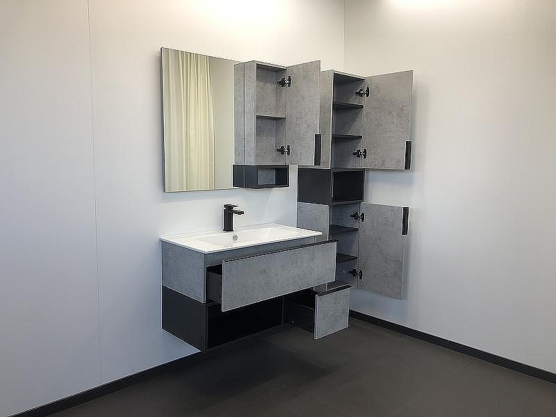 Зеркальный шкаф Comforty Франкфурт 90 00-00006504 Бетон светлый, купить, цена, заказать, магазин, доставка, скидка, промокод, купить, цена, заказать, магазин, доставка, скидка, промокод