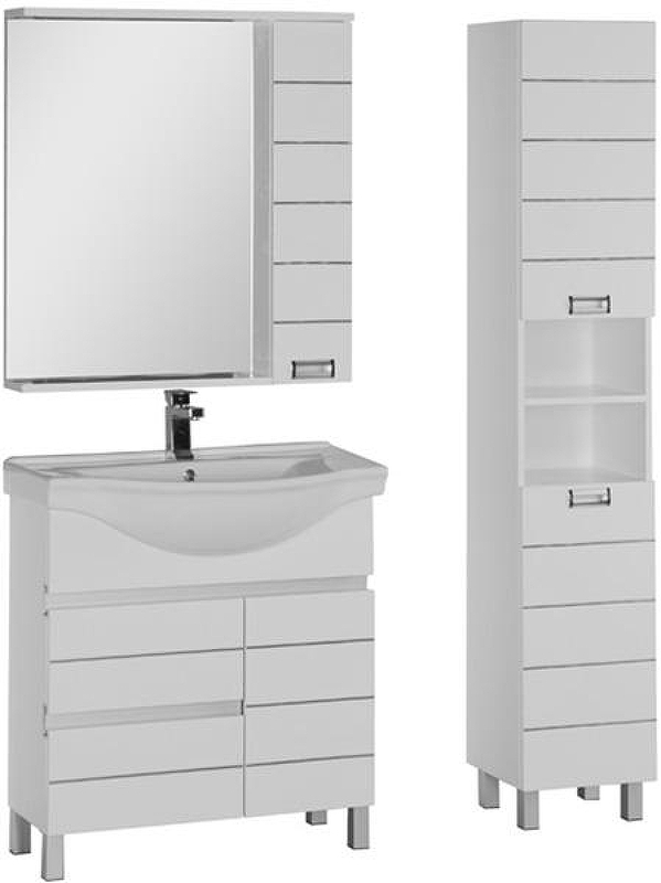 Зеркало со шкафом Aquanet Доминика 80 171081 с подсветкой R Белое, купить, цена, заказать, магазин, доставка, скидка, промокод, купить, цена, заказать, магазин, доставка, скидка, промокод