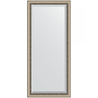 Зеркало Evoform Exclusive 163х73 BY 1202 с фацетом в багетной раме - Состаренное серебро с плетением 70, купить, цена, заказать, магазин, доставка, скидка, промокод, купить, цена, заказать, магазин, доставка, скидка, промокод