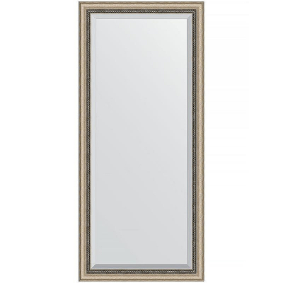Зеркало Evoform Exclusive 163х73 BY 1202 с фацетом в багетной раме - Состаренное серебро с плетением 70