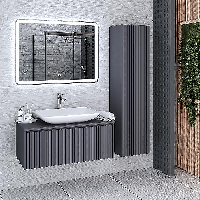 Тумба под раковину Aqua de Marco Monaco 90 2090GRMON подвесная Графит, купить, цена, заказать, магазин, доставка, скидка, промокод, купить, цена, заказать, магазин, доставка, скидка, промокод