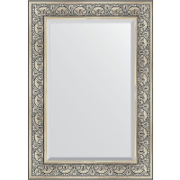 Зеркало Evoform Exclusive 100х70 BY 3450 с фацетом в багетной раме - Барокко серебро 106, купить, цена, заказать, магазин, доставка, скидка, промокод, купить, цена, заказать, магазин, доставка, скидка, промокод
