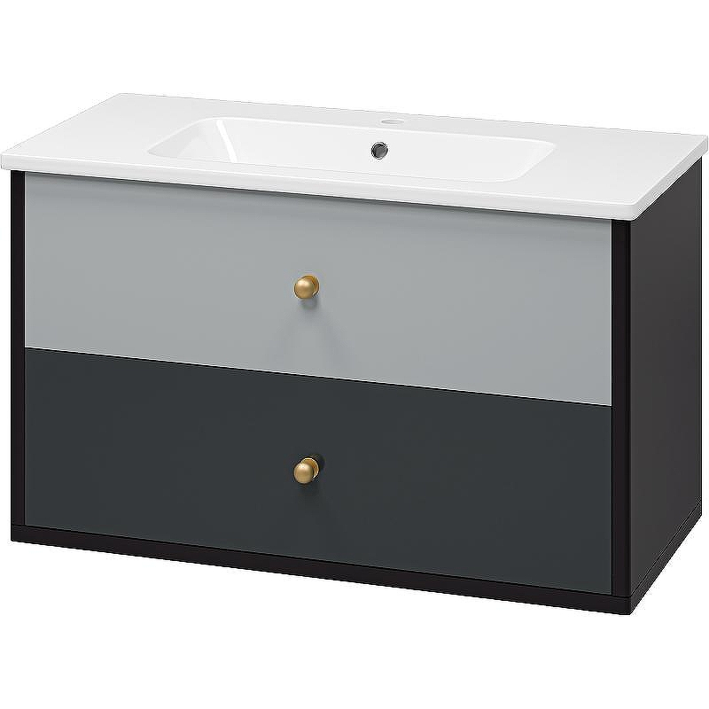 Тумба с раковиной Brevita 50 Shades of Grey Кристиан 100 УТ000014283 подвесная Черная матовая Серая матовая, купить, цена, заказать, магазин, доставка, скидка, промокод, купить, цена, заказать, магазин, доставка, скидка, промокод