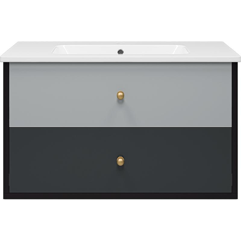 Тумба с раковиной Brevita 50 Shades of Grey Кристиан 100 УТ000014283 подвесная Черная матовая Серая матовая, купить, цена, заказать, магазин, доставка, скидка, промокод, купить, цена, заказать, магазин, доставка, скидка, промокод