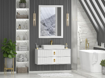 Тумба с раковиной Brevita Sevilla 105 УТ000022660 подвесная Белая глянцевая