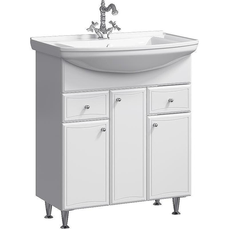 Тумба под раковину Aqwella Барселона 75 BA0107K с бельевой корзиной Белая, купить, цена, заказать, магазин, доставка, скидка, промокод, купить, цена, заказать, магазин, доставка, скидка, промокод